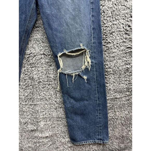 AGOLDE‎ Mid Rise Loose Fit Jeans Size 28 Mid Wash Distressed - Picture 6 of 11